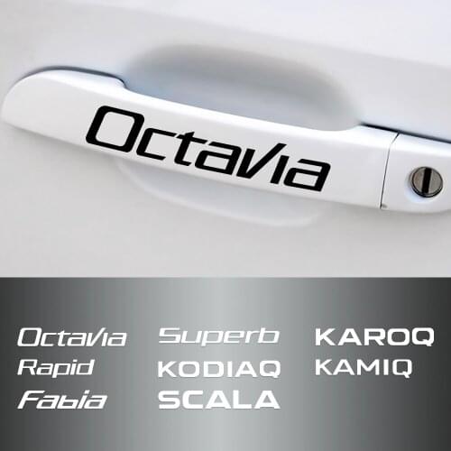 4pcs For skoda Octavia Rapid Fabia Superb Kodiaq Scala Car Wiper Door Handle Stickers Auto Reflective Decoration Decal