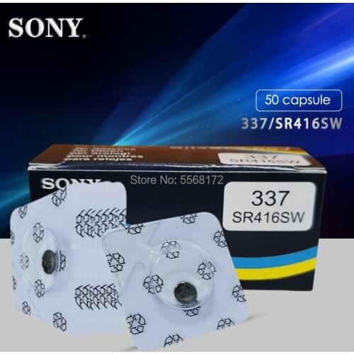 50Pcs For Sony New LONG LASTING 1.55V 337 SR416SW 623 D337 V337 SP337 Watch Silver Oxide Battery Single grain packing