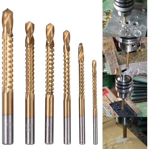 6pcs HSS Drill Bits Hole Saw Grooving Set 3/4/5/6/6.5/8mm Wood Metal Plastic Cutting Slot Sawtooth Woodworking Drill Bit Tool