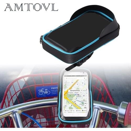 AMTOVL Universal Bicycle Mount Smartphone Mobile Phone Holder Stand water protected Bike Motorcycle Bag 6.0 " bike mount