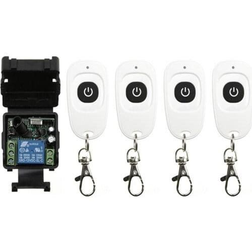 DC12V 24V 1CH 1 CH Mini Wireless RF Remote Control Light Switch 10A Relay Output Radio Receiver Module+one-button Transmitter