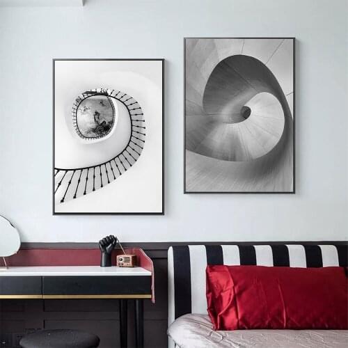 Black White Photography Poster Spiral Staircase Canvas Painting Nordic Art Print Modern Wall Picture For Living Room Home Decor