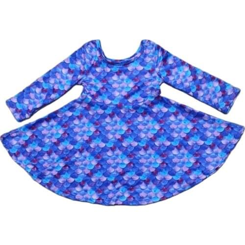 Girlymax Baby Girls Chlidren Kids Clothing Milk Silk Mermaid Twirl Dress Knee Length Long Sleeve