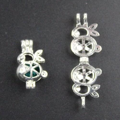 Rabbit Essential Oil Diffuser for Charms Pearl Cage Jewelry Supplies Locket Pendants Alloy 23*14*10mm1pcs Mixed Wholesale