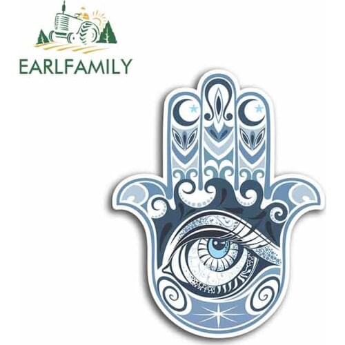 EARLFAMILY 13cm x 13cm For Hamsa Hand Om Ohm Indian Car Bumper Window Graffiti Stickers Vinyl Material DIY Occlusion Scratch
