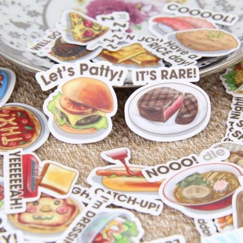 Food Hamburger Beef Sushi English Words Scrapbooking Stickers DIY Craft Decrative Sticker Pack Photo Albums Deco Diary Deco