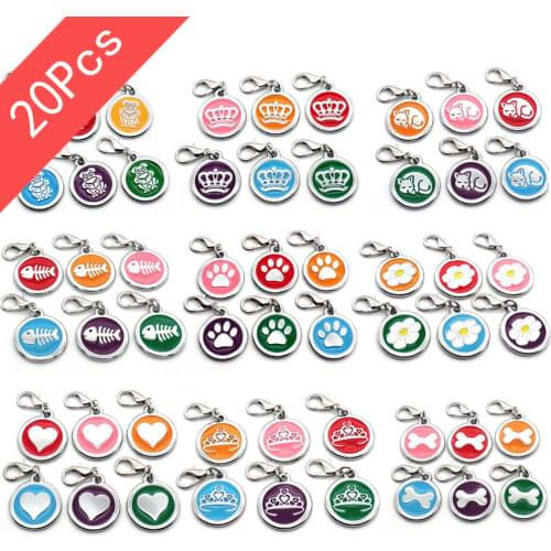 Wholesale 20Pcs Personalized Pet ID Tag Keychain Engraved Pet ID Name for Cat Puppy Dog Collar Tag Pendant Bone Pet Accessories