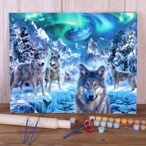 Wolf Animal Winter DIY Paint By Numbers Package Oil Paints 50*70 Picture By Numbers Photo Decorative Paintings Crafts Art