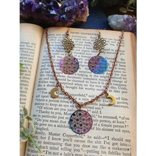 2020 New Design~Iridescent Rainbow Sacred Geometry Charm Earrings/necklace/jewelry Set