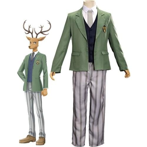 Anime Beastars Costume Deer Louis Suit Set Shirt Vest Pants Tie Wolf Legoshi Mask School Uniform Halloween Cosplay Props