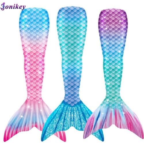 Kids Adults Mermaid Tails With Pink Black Monofin Swimwear for summer Dress swimmable Suit Cosplay Costume