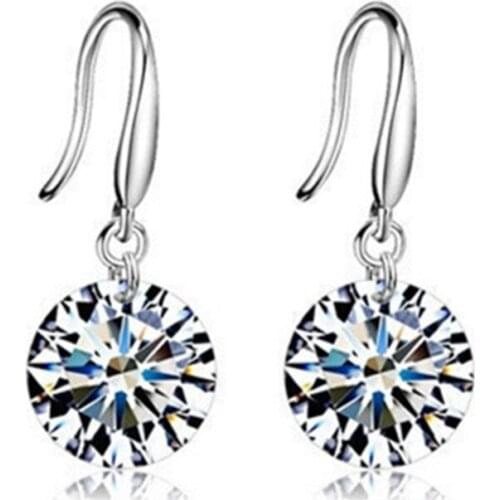Hot Selling Lady Elegant Fashion Noble Zircon Crystal Dangle Drop Earrings For Women Birthday Fashion Jewelry Gift