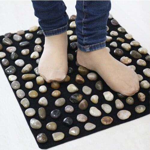 Natural cobblestone soles thin massage cushion acupoint stone sub-step foot care mat pedicure square blanket 40*50cm