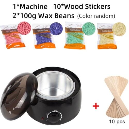 Mini Wax Dipping Pot Kit 10pcs Wood Stickers Electric Hair Removal Wax Machine Heater Waxing Hands Feet Body Paraffin Epilator