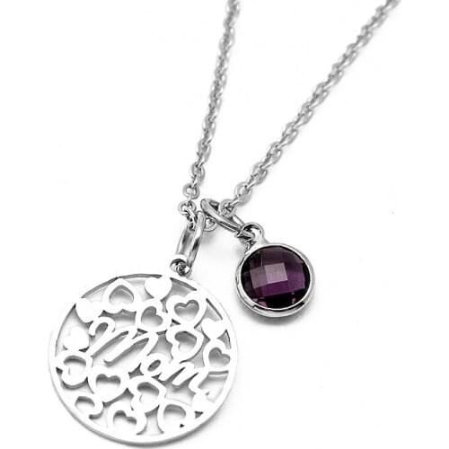 Fashion Letter MOM Heart Shape Crystal Pendant Necklace Stainless Steel Necklaces Mothers Day Gift Mom Mama Jewelry Wholesale