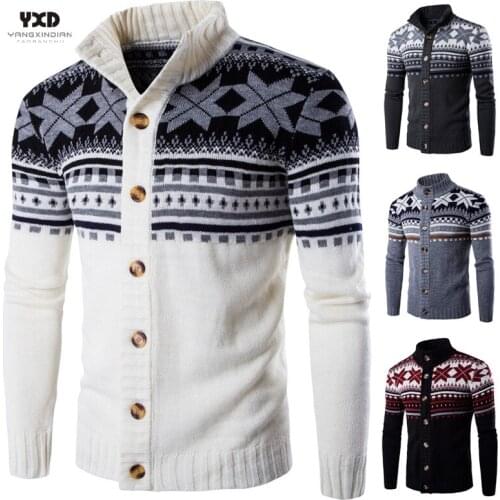 Men Clothes Winter Christmas Snowflake Knitted Cardigan Man Off white Mens Sweaters Floral Mans Sweater Mens Clothing Male Coat