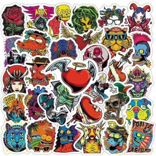 10/50PCS Gothic Horror Skull Stickers Laptop Guitar Luggage Fridge Phone Waterproof Graffiti Sticker Decal Kid Classic Toys