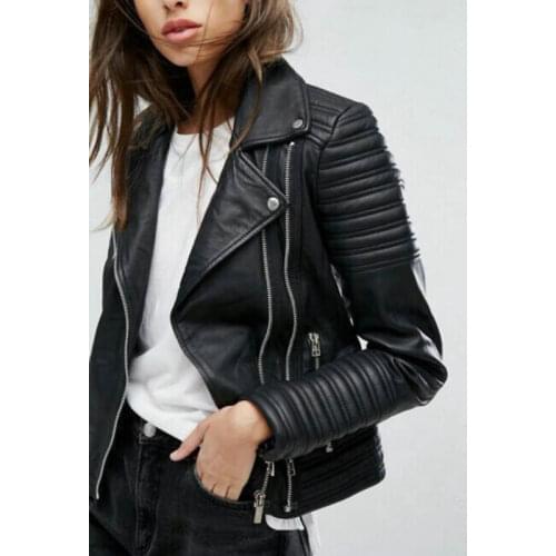 New Fashion Women Soft Motorcycle Faux Leather Jackets Ladies Long Sleeve Autumn Winter Biker Streetwear Black Pink Coat