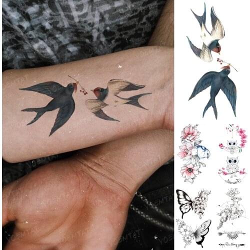 Water Transfer Temporary Tattoo Sticker Swallow Bird 3D Realistic Cute Animal Tatoo Woman Man Child Kid Arm Body Art Fake Tatto