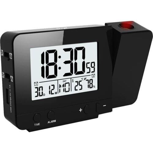 180° Projection Digital Alarm Clock Loud Ceiling Clock for Bedroom Alarm Large LED Display USB Charging Backup for Kids, Elders