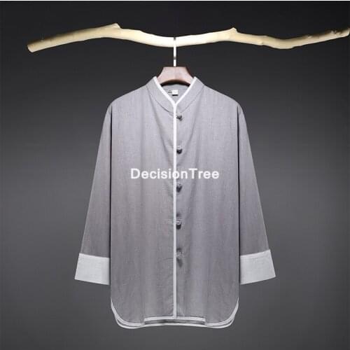 2021 tangsuit traditional chinese clothing men mandarin collar top blouse chinese style zen tea casual shirts cotton linen shirt