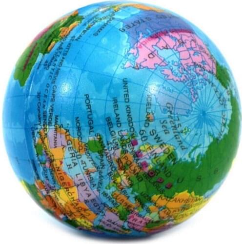 Foam Rubber Balls 7.5cm World Map Foam Earth Globe Hand Wrist Exercise Stress Relief Squeeze Soft Toys Ball for Children Adult