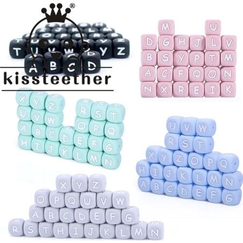 Kissteether 520pcs 12mm Silicone Letter Beads Silicone Chewing Beads Necklace Teething Baby Toys Beading DIY Baby DIY Mix Letter