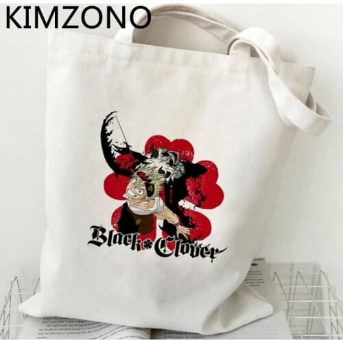 Black Clover shopping bag bolsa shopper tote cotton shopper bolsas de tela bag cloth tote reciclaje sacolas