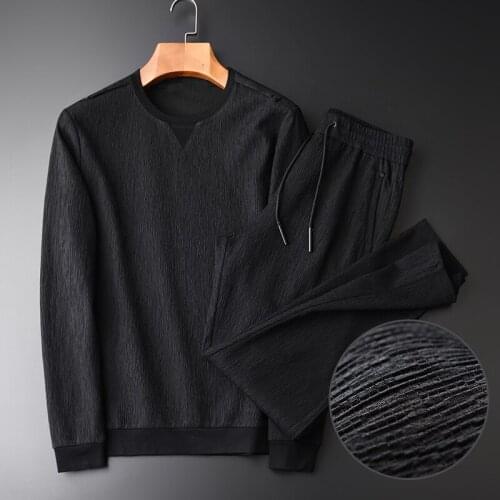 Hight Quality Round Collar Solid Color Sweatshirt With Pants Autumn Fashion Slim Fit Sweatshirts For Men