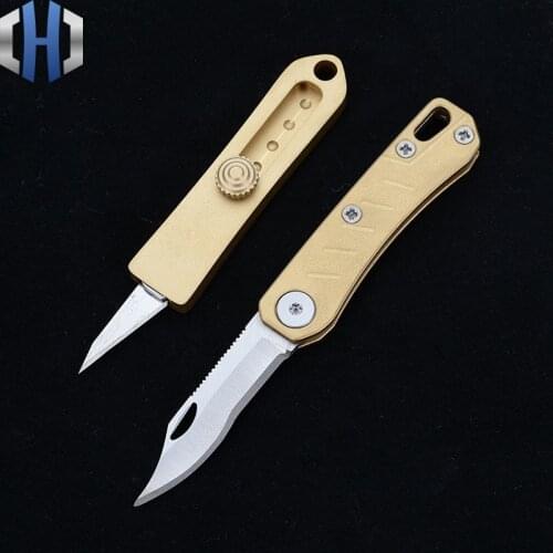 Outdoor Tools With Open Express EDC Knives Multi-function Mini Blade Knives Brass Pocket Key Ring Folding Knife