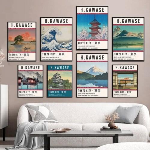 Vintage Japanese Mount Fuji Sakura Wave Tokyo Wall Art Canvas Painting Nordic Posters And Prints Decor Pictures For Living Room