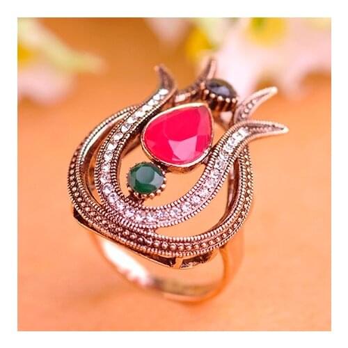 Vintage Turkish Rings For Women Anniversary Jewelry Red Green Blue Acrylic Rings Turkish Jewelry Womens Cheap Finger Rings