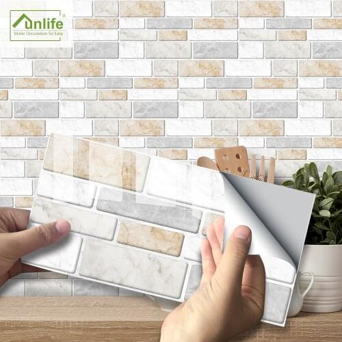 Funlife Original Design Waterproof PVC 20x10cm Warm Marble Peel&Stick Wall and Tile Sticker For Bathroom and Kitchens Decors
