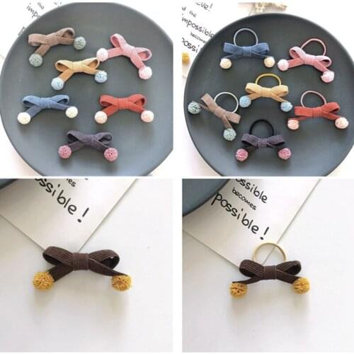 10pcs/lot Fashion New Corduroy Pom Pom Girls Hair Bow Hairpins Solid Bowknot Hair Clips Princess Headwear Cute Hair Accessories