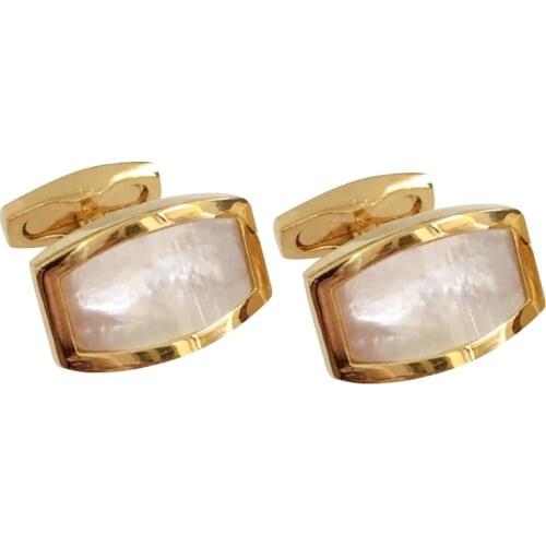 White Shell Cufflinks High-grade Mens Daily Wedding Suit Shirts Accessories Gifts Classic Golden French Business Cuff Links