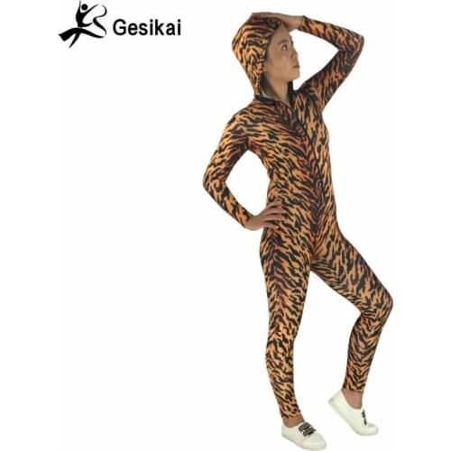 24 Hrs Shipped Out Womensl Animal Costumes Spandex Lycra Unitard Hooded Zentai Suit Womens Animal Role Costumes for Halloween