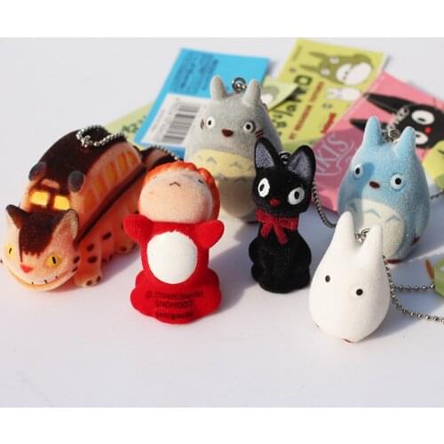 1set Japanese Hayao Miyazaki Cartoon Movie My neighbor Totoro Ponyo on the Cliff KiKis Delivery Service Figure Toy Keychains