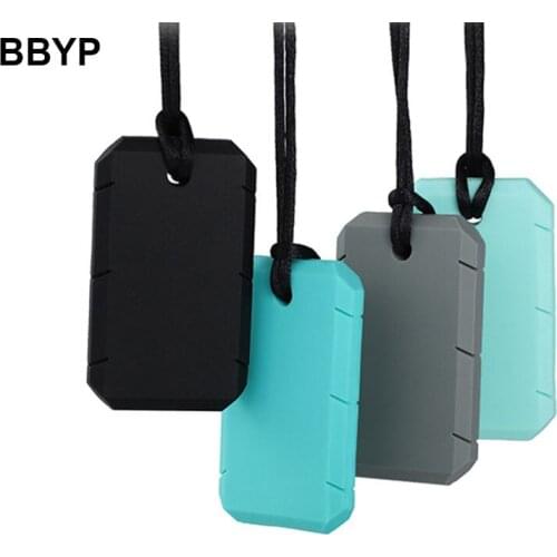 10Pcs Chew Necklace Baby Silicone Teether Autism Sensory Chew Therapy Tools Kids Chewy Toys