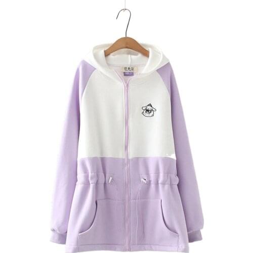 2020 Winter Sweet Fleece Sweatshirts Womens Cotton Plus Velvet Mid-Length Hooded Loose Patchwork Harajuku Hoodies 2011788