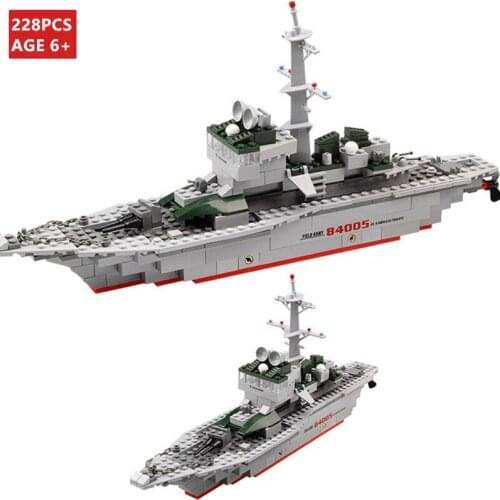 228Pcs Cruiser Army Military Frigate Building Blocks Sets Battle War Ship Bricks Navy Vessel Boat Educational Toys for Children