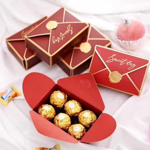 24pcs Wedding Gift Boxes Envelope Shape Candy Box for Happy Birthday Baby Shower Party Decorations Favors Packing Bag for Guest