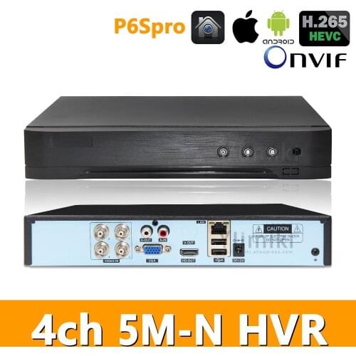5in1 Real H.265 4ch 5M-N HVR Security CCTV hybrid video recorder DVR P2P P6Spro support AHD/TVI/CVI/CVBS/IP cameras ONVIF