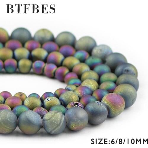 BTFBES 3A Plating Colorful gap carnelian beads 6 8 10mm round natural stone loose bead for jewelry bracelet making DIY Accessory