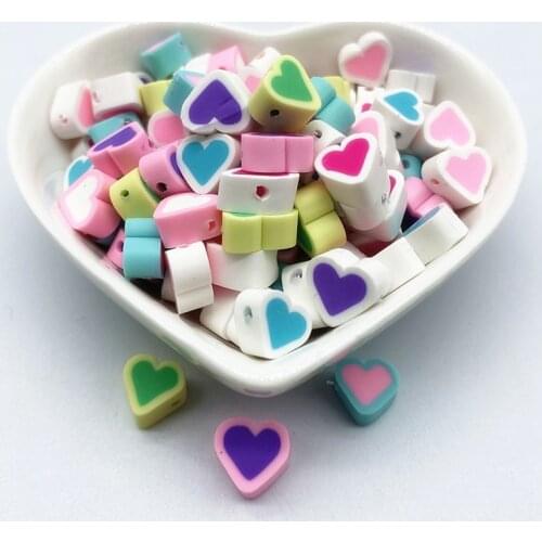 30pcs/Lot 10mm Mixed Colors LOVE Shape Clay Spacer Beads Polymer Clay Beads For Jewelry Making DIY Handmade Accessories #33