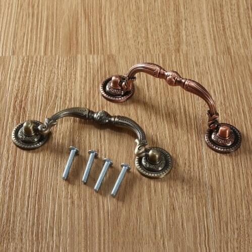 DRELD 96mm Antique Brass Kitchen Door Furniture Handles Dresser Cabinet Handle Knobs Alloy Drawer Wardrobe Cupboard Pull Handle