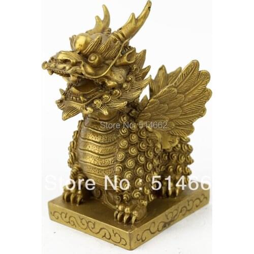 Feng Shui Brass Pair Of Fly CHILIN /Brass Feng Shui chilin