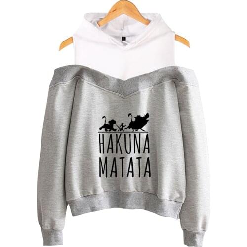 The Lion King Simba Hakuna Matata Off Shoulder Hoodie Top Quality Fashion Women Hoodie Sweatshirt Casual Jacket Y2K Girl Clothes