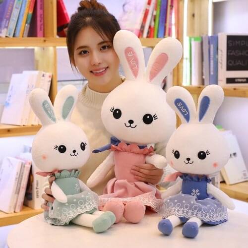 40-95cm Lovely Dressed Rabbit Plush Toy Soft Stuffed Kawaii Animal With Skirt Doll Pillow For Girls Children Kids Birthday Gifts