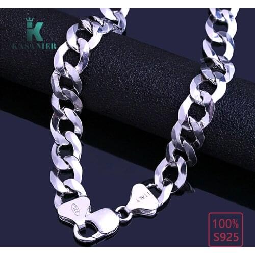 KASANIER 2021 New Casual Men Silver Necklaces 5MM Real 925 Sterling Silver Men Chains Necklaces Men Fashion Figaro Jewelry