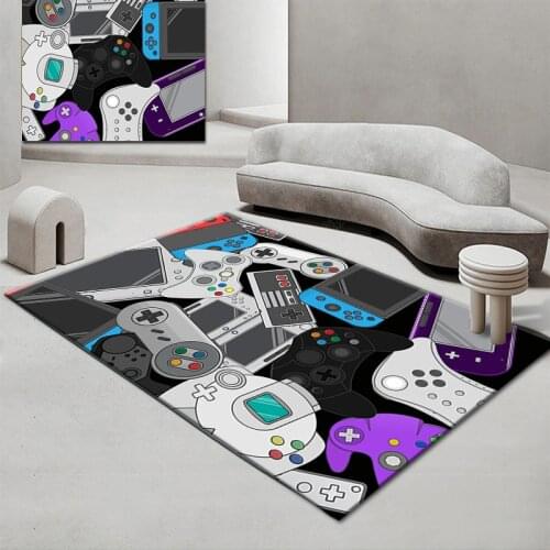 Cartoon Game Handle Printed Carpet Kids Carpets for Living Room Study Washable Anti-Slip Area Decorative Rug 120x160cm Bedroom